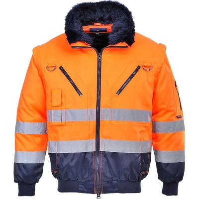 PortWest bunda HI-Vis 3v1 PJ50 reflexní zateplená Oranžovo-navy