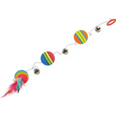 TRIXIE Dúhové loptičky na šnúrke s rolničkami 3,5 cm/80 cm