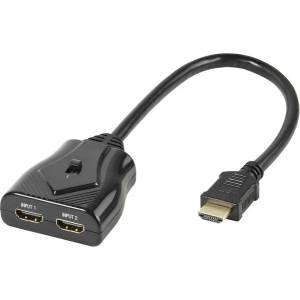 Vivanco Ръчен превключвател Vivanco - 47157, 2xHDMI/HDMI, 0.35m, черен (47157)