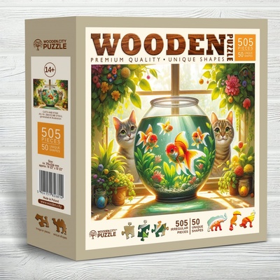 WOODEN CITY Dřevěné Kočky a rybičky 505 dílků