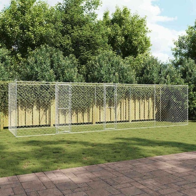 vidaXL Klec pro psy se 4 dveřmi 800 x 200 x 200 cm pozinkovaná ocel stříbrná 9799.3368313