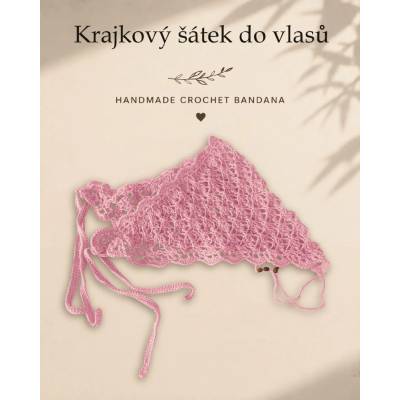 Maliso šátek do vlasů bandana z přírodní bavlny růžová