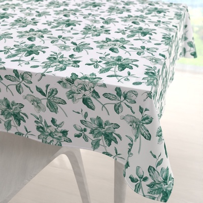 Biante Teflonový čtvercový ubrus TF-091 Zelené květiny na bílém 70x70 cm