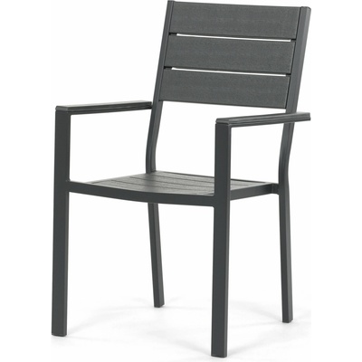 Autronic Záhradná zostava Belermo, stôl 156 x 80 cm, sivý kov, polywood doska, 6 stoličiek