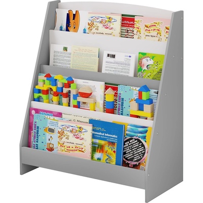 Ginger Home Детска етажерка за книги и списания на 4 нива Ginger Home - Бяло-сива (TF6125)
