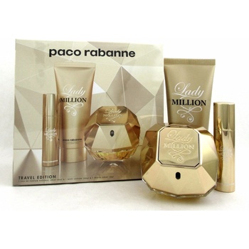 Paco Rabanne Lady Million Подаръчен комплект, Парфюмна вода 80ml + Мляко за тяло 100ml + Парфюмна вода 10ml, Жени