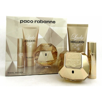 Paco Rabanne Lady Million Подаръчен комплект, Парфюмна вода 80ml + Мляко за тяло 100ml + Парфюмна вода 10ml, Жени