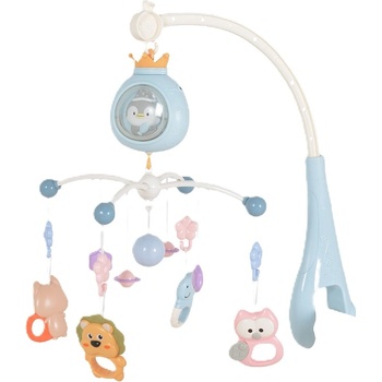 Moni Toys Музикална въртележка за легло Moni Toys - Пингвин, синя (111566)