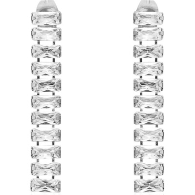 Franco Bene Stříbrné podlouhlé Crystal náušnice bílé 1464