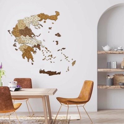 Drevená mapa Grécka 148,5 x 150 cm