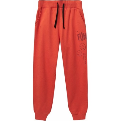Winkiki Kids Wear dívčí tepláky Fun terakotová
