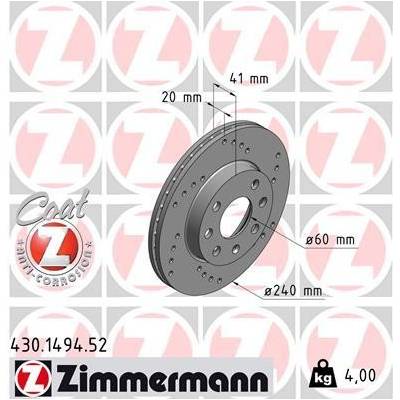 Brzdový kotúč ZIMMERMANN 430.1494.52