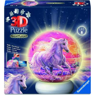 Ravensburger 3D puzzleball svítící Kůň na pláži 72 ks