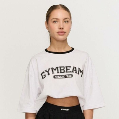 GymBeam Dámské tričko Oversized Varsity White bílá