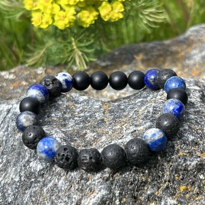 Živé kameny Minerální náramek lapis lazuli onyx láva DŮVĚRA NARM2021350