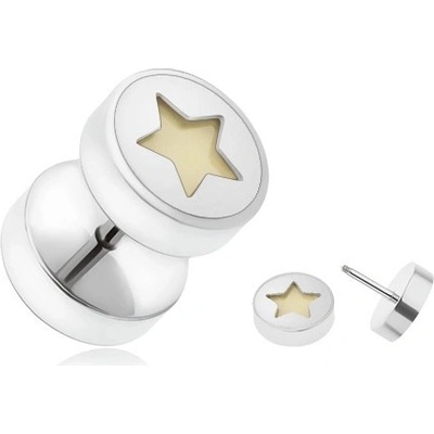 Šperky eshop falešný piercing do ucha z oceli pěticípá hvězda zářící ve tmě I16.04