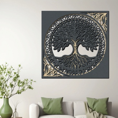 dřevo života Dřevěný strom ZÁZRAKŮ Zvolte rozměr šxv (cm): 40x40, Zvolte barvu dekoru: Antracit-Javor