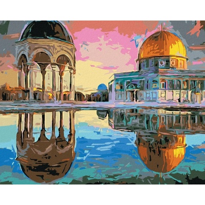 Zuty Malování Podle Čísel Jeruzalém V Odrazu Vody 80 x 100 cm Plátno Rám