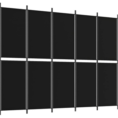vidaXL 5dílný paraván černý 250 x 200 cm Látka
