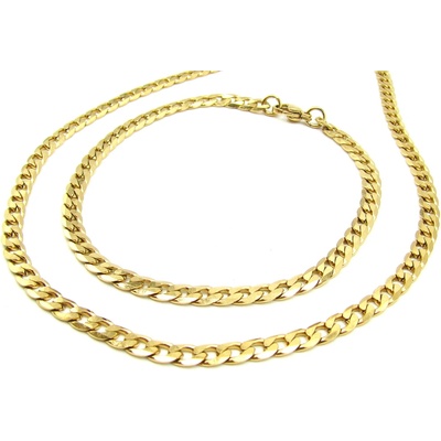 Steel Jewelry Souprava Řetízek Náramek GOLD z Chirurgické oceli SET250173 – Zboží Mobilmania