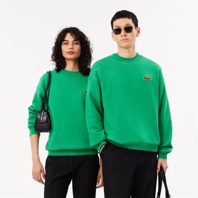 Lacoste Поларена блуза Lacoste Loose Fit Badge Accent Fleece Sweatshirt - Green