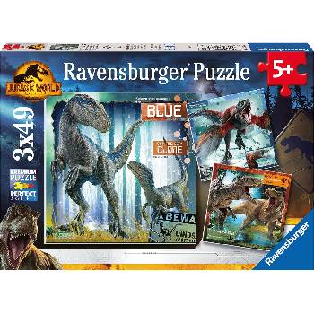 Ravensburger Детски пъзел Ravensburger 3 x 49 части - Господството в Джурасик свят (5656)