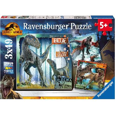 Ravensburger Детски пъзел Ravensburger 3 x 49 части - Господството в Джурасик свят (5656)