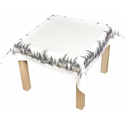 Forbyt ubrus vánoční CYH6059R zasněžené chaloupky bílo-zelená 85x85cm