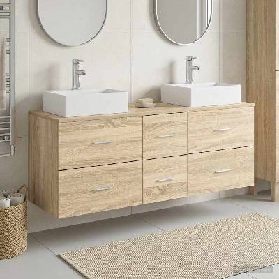 vidaXL Комплект шкафове за баня 3 бр. Дъб сонома 49, 5 x 41 x 62, 5 см (3405845)