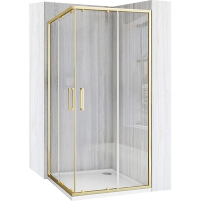 REA/S Sprchovací kút City 80x80 Gold Brush So sprchovou bielou vaničkou Savoy KPL-K6444