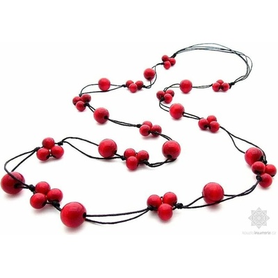 Kouzlo bižuterie Dřevěné korále krásně dlouhé červené S0135 – Zboží Dáma