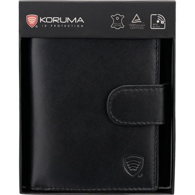 Pánská kožená peněženka na karty a mince s ochranou RFID BLOCK černá - SM-904PBL