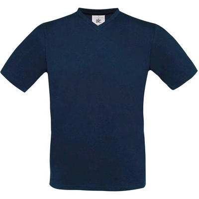 B&C Exact V-Neck tričko s výstrihom do V modrá navy