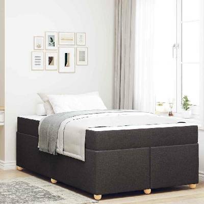 zahrada-XL 3399352 Rám postele s matrací Tmavě hnědá textil