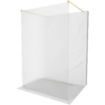 Mexen Kioto свободно стояща душ преграда 100 x 200 см, релефни линии 8 мм, златно четкано - 800-100-002-55-09 (800-100-002-55-09)