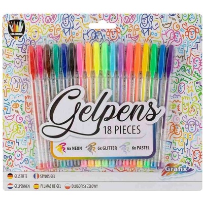 Gelová pera 18 ks neonové, třpytivé, pastelové - RMS