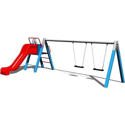 Playground System Reťazová dvojhojdačka so šmykľavkou B (v.p. 1 m)