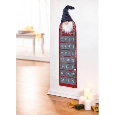 G. Wurm Nástenný adventný kalendár Elf, sivý š 25 × h 10 × v 125 cm
