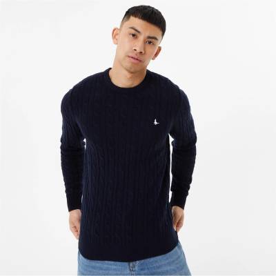 Jack Wills Пуловер Jack Wills Marlow Merino Wool Blend Cable Knitted Jumper - Navy