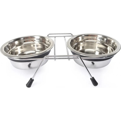 Camon Bowl-stand + 2 bowls - поставка с две метални купички за вода и храна за кучета 2630 мл