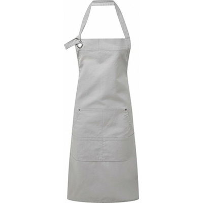 Premier Workwear Těžká odolná plátěnná zástěra s oversize očky pro upevnění kolem krku stříbrná 72x86cm PW137
