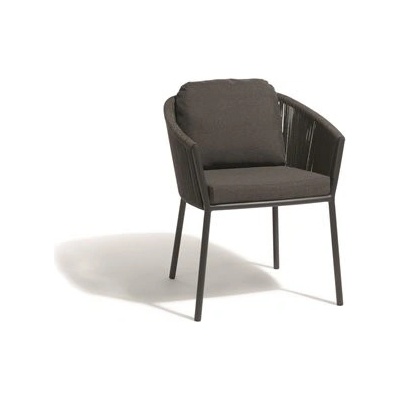 Diphano Hliníkové jídelní křeslo Omer, 60x63x76 cm, rám hliník šedočerná (lava), výplet lanko šedočerná (graphite), bez polstrů