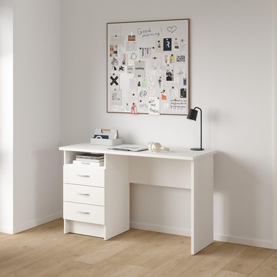 Бюро Function Plus с 3 чекмеджета Бял