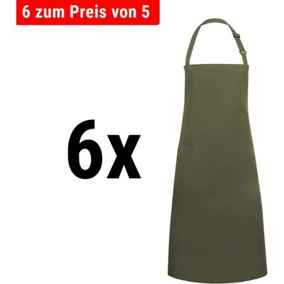 G.Gastro 6 ks Karlowsky Zástěra s laclem Basic mechově zelená D9785941