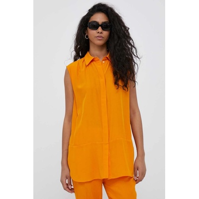 Sisley Риза Sisley дамска в оранжево със свободна кройка с класическа яка (5PCZLQ04O.3Z9)