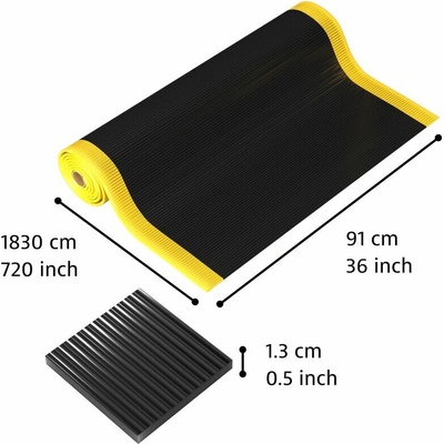 Notrax 406 Crossrib Sof-Tred Protiúnavová rohož s vrstvou Dyna-Shield a priečnym rebrovým vzorom čierna / žltá 91 cm x 18,3 m