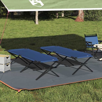 vidaXL Сгъваемо къмпинг легло 2 pcs Синьо 210 x 80 x 46 см (42003192)