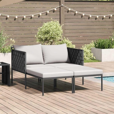 vidaXL Шезлонг Антрацит 153 x 115 x 69.5 см Прахово боядисана стомана (42004134)