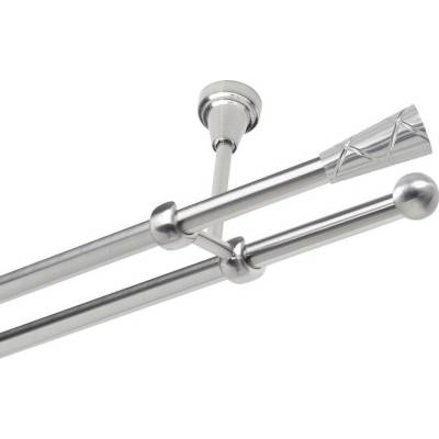 OK-GarnýžeCZ Garnýž kovová dvouřadá 19mm Trapezium nerez 450 cm do stěny / na tunýlek - bez kroužků