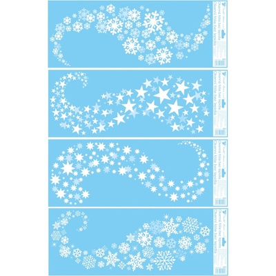 Okenní fólie pruhy 60 x 22,5 cm Vločky hvězdy set